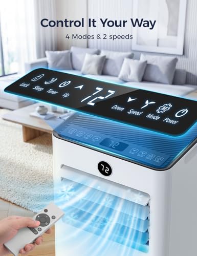 Image of Quiet Portable Air Conditioner 8000 BTUs, Cools Rooms up to 350 Sq. Ft, Dehumidifier & Fan Mode, Sleep Mode, 24-Hour Timer, 26 ft Remote Control, 2026 Model, Window Kit 1-piece