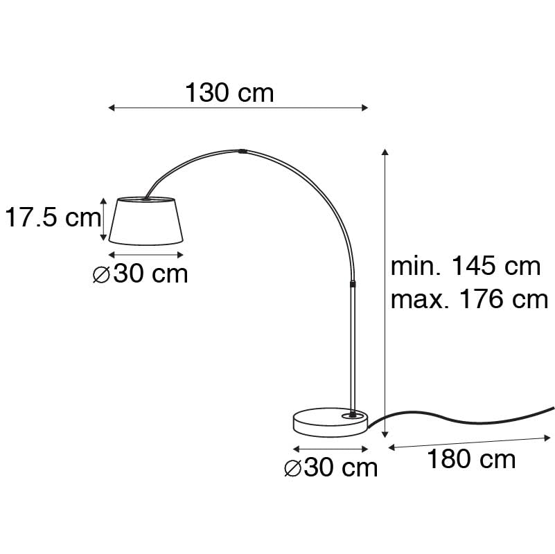 Qazqa arc-basic - Lampada da terra Moderno - 1 luce - L 130 cm - Nero - Moderno - Soggiorno I Camera da letto