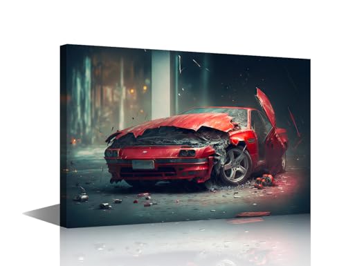 Art mural pour salon vintage TISHIRON peinture abstraite de voiture 30x45cm