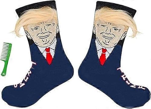 Christmas Stocking, Novelty Funny Socks, Trump Socks, Hair, Comb, Dress Socks, Women Men's & Hosiery Secret Santa