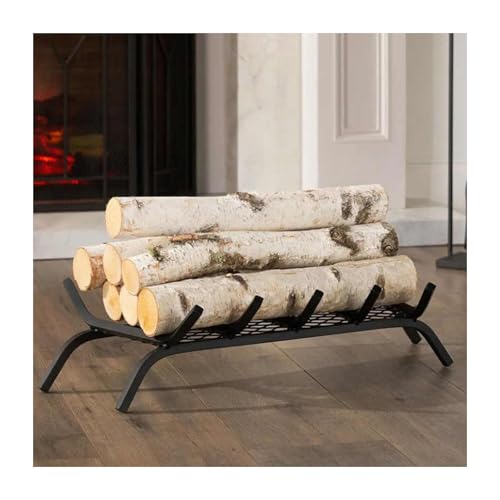 Estante de almacenamiento de madera para chimenea, no requiere instalación, soporte de troncos de metal para decoración de interiores y exteriores