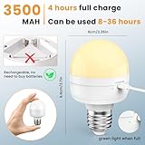 LGMCF Rechargeable Light Bulb, E27 Dimmable Bulb with Hidden Hook and Remote Control, 10W Battery Powered Light Bulb with Magnetic Base Detachable for Non Hardwired Lamps, Camping, Emergency, 2 Pack - Image 3
