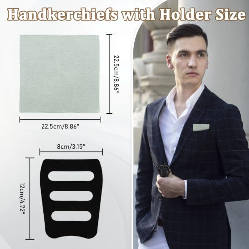Image of LJBFNN Pocket Squares Handkerchiefs for Men Soft Cotton Mens Womens White Pocket Square with Holder for Suit Wedding Business