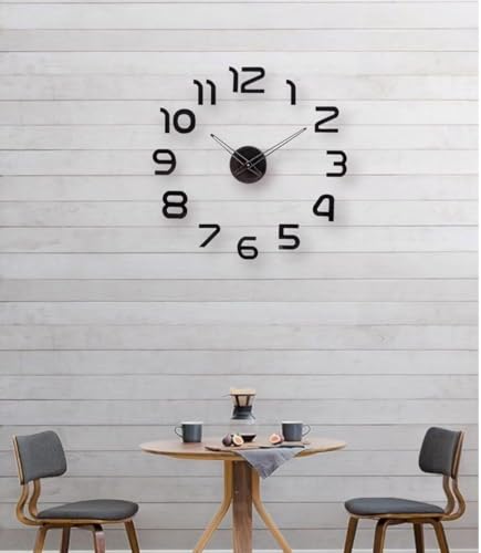 Image of RAPAL Frameless DIY Wall Sticker Clock (55 x 55 cm) - Decorative 3D Number Stickers for Living Room and Bedroom (DIY 17)