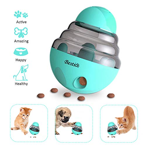 Bestio Dog Cat Tumbler Treat Ball Slow Feeder Toy Pet Food Kibble Dispenser