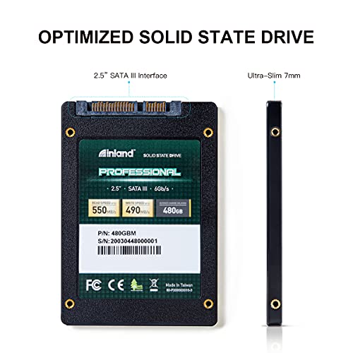 Inland Professional 480Gb Ssd 3D Nand Sata Iii 6Gb/S 2.5" 7Mm Internal Solid State Drive (480G) #TOP1