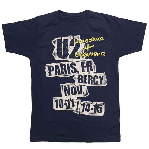 Image of U2 I+E Paris Event 2015 Official Tee T-Shirt Mens Unisex (Small) Blue