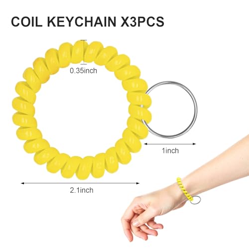 Image of TENOC Spiral Coil Keychain, Anti-lost Key Chain Holder Lanyard Cord for Sauna Outdoor Sports and Gym Pool