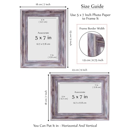 Image of GOLDEN PEACOCK Set of 2 5x7 Inch Photo Frames - Antique Dusty Grey Finish | Elegant Wall Hanging & Tabletop Picture Frames for Home Decor & Gifting