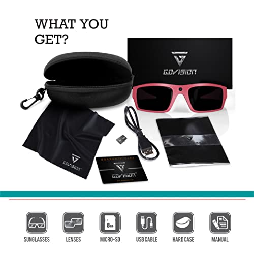 Govision Sol 1080P Hd Camera Glasses Video Recording Sport Sunglasses With Bluetooth Speakers And 15Mp Camera - Red #TOP3