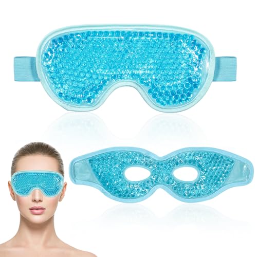 Scettar 2 Piezas Antifaz Gel Frío Ojos Máscara Gel, Reutilizable Dormir Mascarilla para los Ojos,Fría o Caliente, para Alivio de Ojos Hinchados y Migrañas y Fatiga ocular