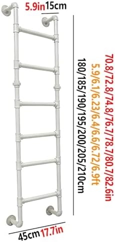 Heavy Duty 6-Rung Metal Bunk Bed Ladder, Wall Mounted Egress Ladder for Indoor/Outdoor Use, 80.7in Step Ladder for Home, Attic, Library, Safety & Durability