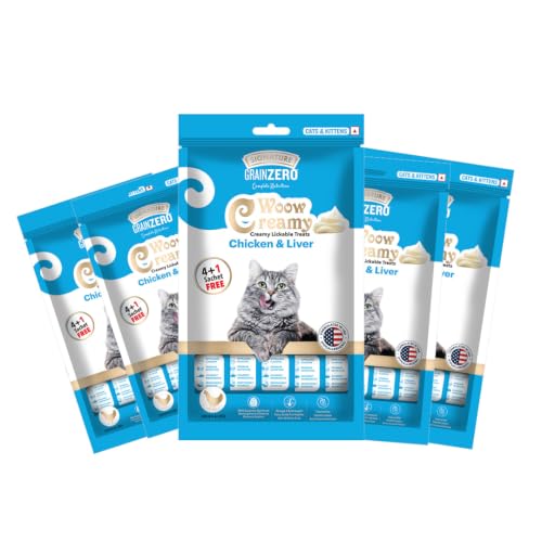 Image of Grain Zero Chicken & Liver Creamy Cat Treat (75g x 5 Pouches) Total 375g