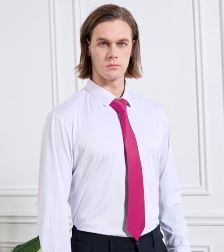 Image of KOOELLE Men's Ties Solid Pure Color Plain Neckties Formal Black Ties For Men