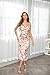 Women's Sleeveless Spaghetti Strap Satin Wedding Guest Party Dress Cocktail Evening Cowl Neck Backless Midi Formal Dresses… (XS, Beige Floral)