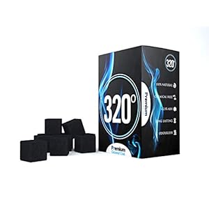 320° Premium Coconut Shisha Charcoal Coal (25mm Cubes) for Hookah BBQ 1 kg – 72 Pieces