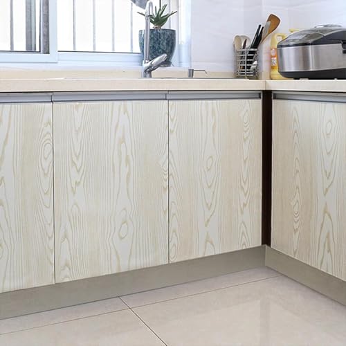 Image of Self Adhesive Waterproof White Wood Wallpaper Decals Wall Furniture Decoration PVC Vinyl Wall Sticker 45 x 304 cm