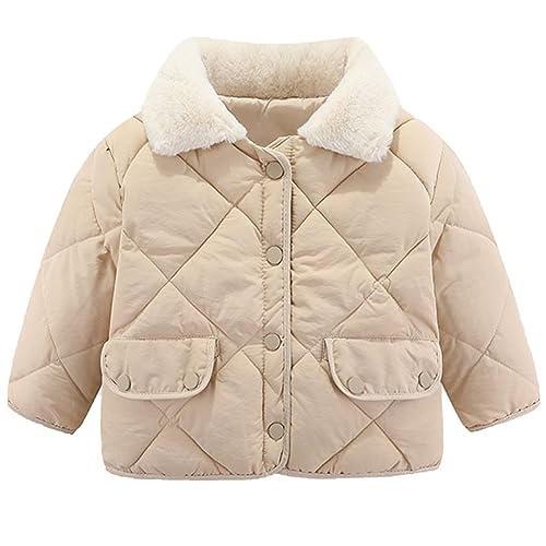 Little Girls Boys Fur Trim Winter Warm Button Pocket Down Jacket Coat Windproof Puffer Outerwear