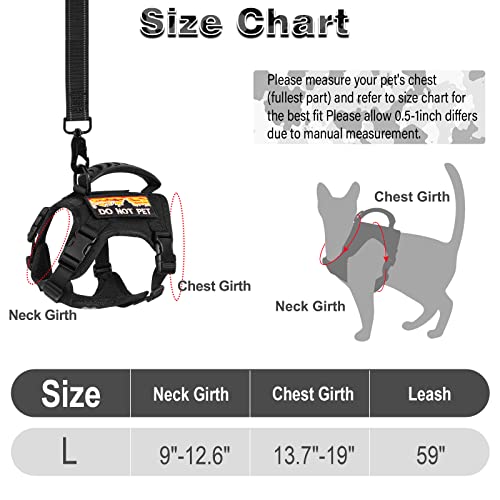 Nanappice Tactical Cat Harness And Leash For Walking Esacpe Proof,Adjustable Soft Mesh Large Cat Vest With Rubber Handle Easy To Control,Molle Pathes Black #TOP6