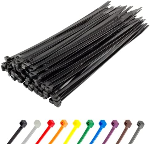 Gocableties White Cable Ties, 300mm x 3.6mm, Pack of 100, 12" Premium Nylon Zip Ties Clear/Natural, Multi-Purpose Plastic Tie Wraps, Secure Self-Locking Mechanism, for Home, Garden, Office and DIY