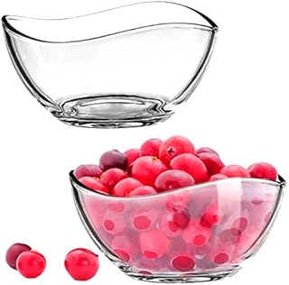 KADAX Transparent Glass Bowl, Salad Bowl with wavy edges, Dessert Bowl with reinforced base, Glass Round Bowl, Glass Dessert Dishes, Serving Bowl, Snack Bowl (diameter 10.5 cm, 2 pieces)