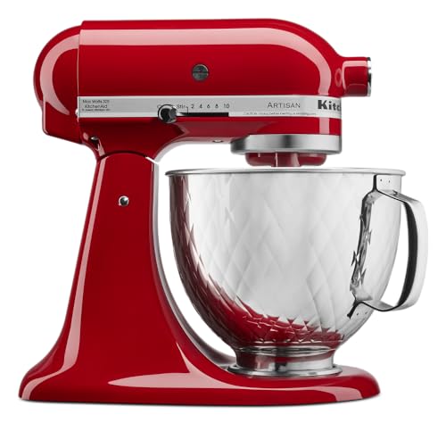 Image of KitchenAid 5 Quart Stainless Steel Bowl for all 4.5-5 Quart Tilt-Head Stand Mixers KSM5SSBQB, Quilted Stainless