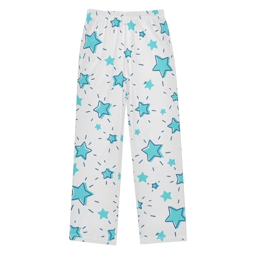 Boys' Pants Doodle Blue Stars Shining Rays White Long Bottoms Jogger Pants Elastic Waist Trousers with Pockets S-XL