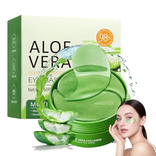 60 Parches para Ojos contra Bolsas y Ojeras – Mascarilla de Aloe Vera y Colágeno, Hidratante para el Contorno de Ojos, Anti-Bolsas, Anti-Ojeras y Líneas Finas, para Mujer y Hombre