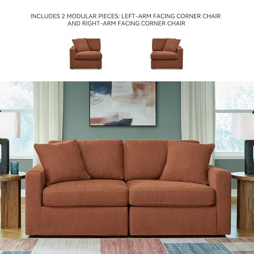 Image of Signature Design by Ashley Modular Loveseat, Orange Performance Fabric