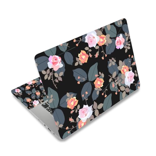 Calcomanía para portátil ideal para cafeterías y teletrabajo con estampado de flores