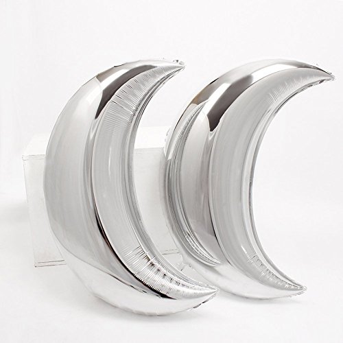 36" Large Moon Balloons Foil Balloons Mylar Balloons For Party Decoration, Pack Of 5 (Silver) #TOP1