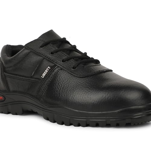 Image of Liberty Freedom KAVACH-GRD Lacing Black Safety Shoes for Men with PU Sole | Comfortable & Durable