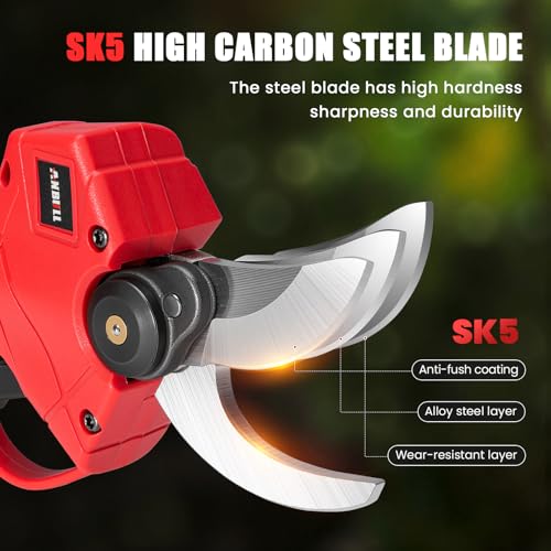 Anbull Akku Astschere, 40 mm Elektrische Gartenschere mit SK5-Klingen, bürstenloser Motor, 2×2000 mAh Akkus, kompatibel mit Makita 18V, kabellose Gartenschere für Äste und Obstbäume