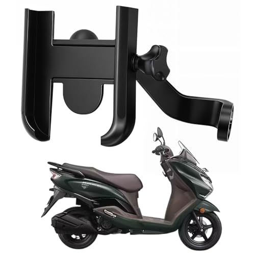 Image of Metal CNC Mobile Holder for Scooter, Scooty & Motorcycle Compatible for Suzuki Burgman Street 125, Mirror Mount, 360 Rotation, Strong Anti-Slip Grip, Wide Adjustable Fit for All Smartphones
