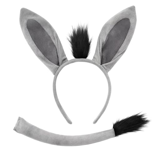 ZocRjvN 2 Stück Esel Kostüm-Set Mit Ohren Und Schwanz Esel Kostüm Esel Kostüms Mit Ohren Und Schwanz Esel Kostüm Für Karneval Und Feste