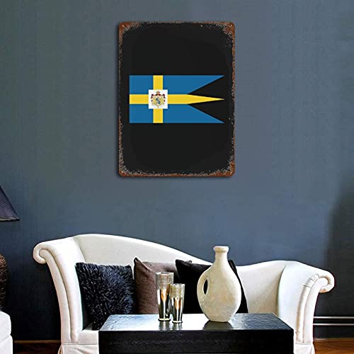 Placa de hierro de la bandera sueca real, cartel metálico decorativo de alta resistencia 4