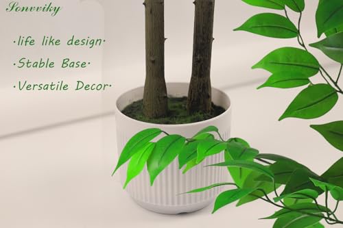 Artificial Ficus Tree 6ft, Fake Trees for Home Office Decor, Realistic Silk Leaves & Resin Trunk, Indoor Potted Plant for Living Room, Hotel, Lobby, No-Maintenance Needed - Image 6