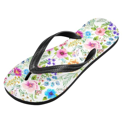 Burbuja Botanical Flowers Greenery Flip Flops for Women Men, Soft Thong Sandals Rubber Slippers for Pool Beach Essentials2