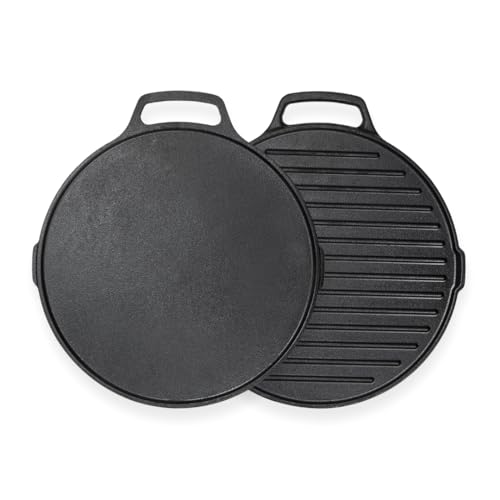 Image of Pencil Pre-Seasoned 2 in 1 Cast Iron Dosa & Griddle Tawa 25 cm | Compatible with Gas Stoves & Induction | Naturally Nonstick | 100% Pure & Toxin-Free | No Chemical Coating | Long-Lasting | Black