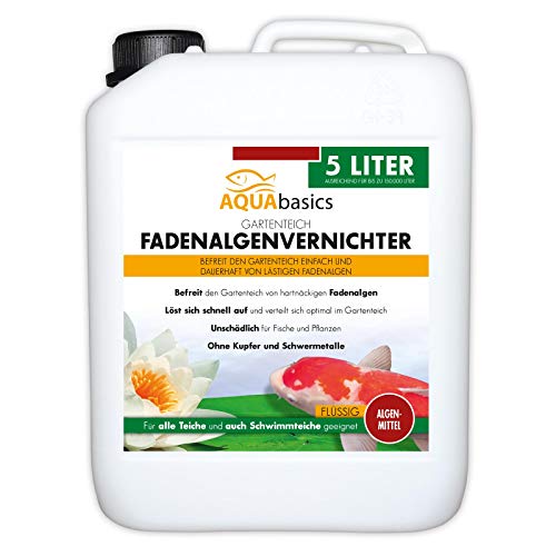 AQUAbasics Gartenteich Fadenalgenvernichter FLÜSSIG entfernt lästige Fadenalgen dauerhaft und stopp die Neubildung von Algen, Größe:5 Liter Cover
