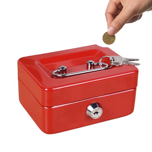 de caudales con cerradura, pequeña de dinero – ligera para monedas sueltas | Cajas de efectivo y cajas de cheques, para guardar dinero, mini de seguridad para la seguridad de