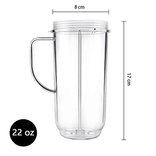 Qt Tall 22Oz Replacement Part Cup Mug With Handle Compatible With 250W Magic Bullet On-The-Go Mug #TOP3