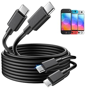 MENEEA 1.5M/5FT Charging Cable for Nintendo Switch 2 & Original Adapter- 60W USB-C Fast Charger,Replacement Type-C Cord Accessories for Switch 2/Official Adapter/Switch Console/Type-C Devices,2-Pack