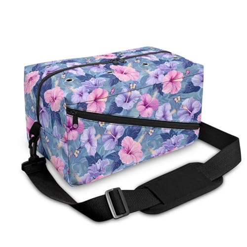 Image of Drnuikhe Purple Flower Crochet Bag Knitting Storage Bag Anti Dust Yarn Storage Organizer Crocheting Kit, Knitting Needles, Yarn Balls, Project & Sewing Supplies - No Accessories