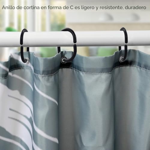 Miniatura 6 de Anillas Para Cortina De Ducha 12 Unidades, Ganchos Para Cortina De Ducha Negros, Anillas En Forma De C Para Cortina De Ducha Para Barra De Ducha, Anillas De Cortina De Ducha De Plástico Resistente