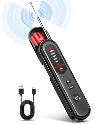 Hidden Camera Detectors, 78.5 Square Meters Detection Range, 6 Levels Sensitivity, 4 Modes, 24H Working Time, Mini Size, Outdoor/Indoor Use