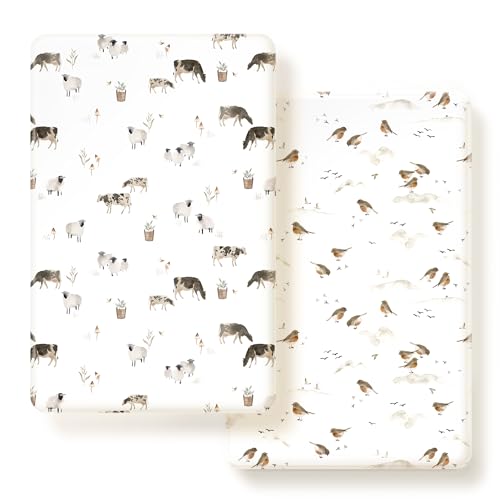 Pack n Play Sheets Fitted 2 Pack, Stretchy Ultra Soft Jersey Knit Pack and Play Sheets, Universal Fitted Portable/Mini Crib Mattresses Snug and Safe,...