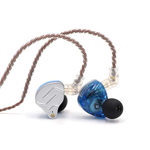 Linsoul KZ ZSN Pro Dual Driver 1BA+1DD Hybrid Metal Earphones HiFi in-Ear Monitor with Detachable 2Pin Cable, Zin Alloy Panel (with Mic, Blue)