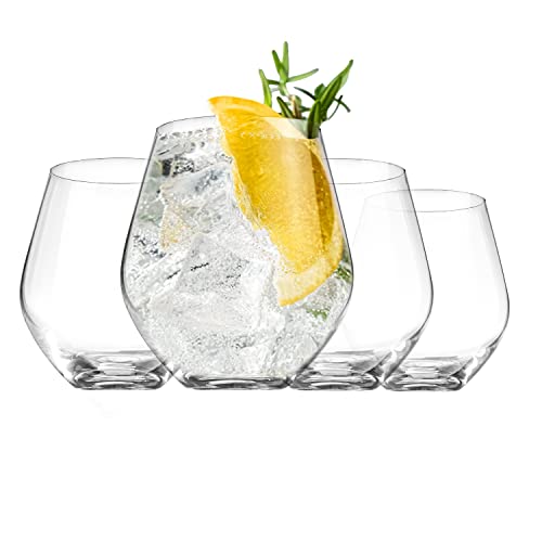 Stemless Wine Glasses (4 Pack - 18 Ounces) Drinking Glasses Highly Durable, Round Bowl Glasses For Wine, Red And White Wine Tumblers, European Made Cocktail Glasses, Stemless Wine Glass, Wine Goblets #TOP7