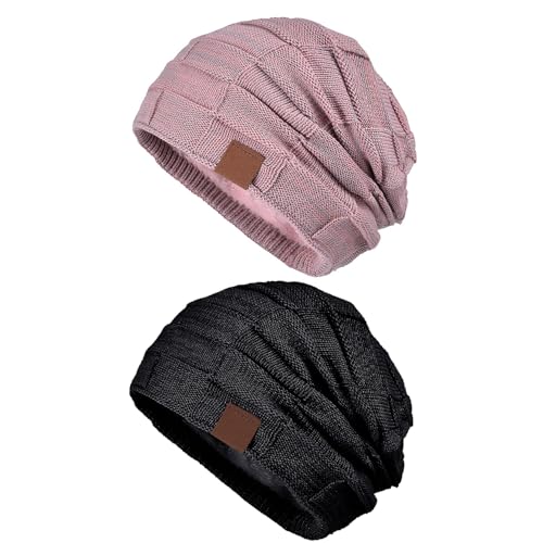 2 Piezas Gorro De Punto De Lana, Gorro De Punto Cálido, Gorro Simple De Moda, Gorro Suave Y Transpirable, Gorro De Invierno Para Mujer, Gorro A Prueba De Viento